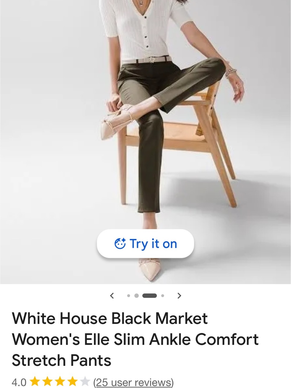 White House Black Market Olive Slim Ankle Pants - Picture 4 of 5